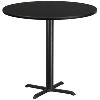 Flash Furniture XU-RD-42-BLKTB-T3333B-GG 42" Round Black Laminate Table Top with 33" Bar Height Table Base